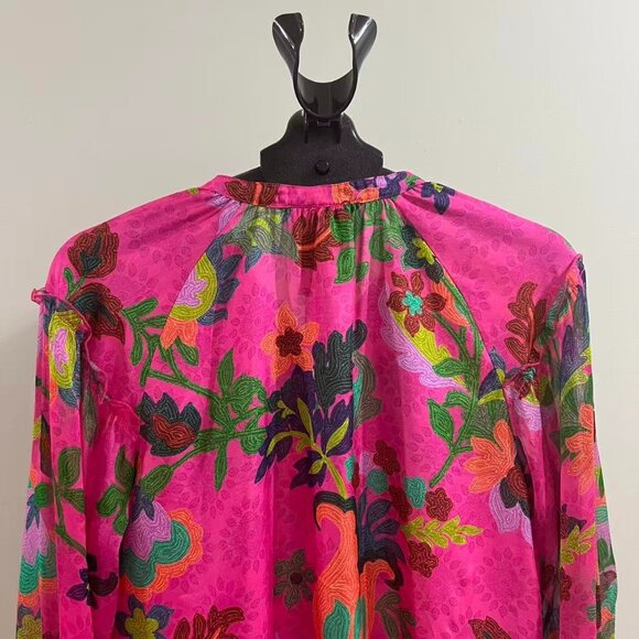 NWOT Johnny Was Martijn Silk Long Sleeves Pink Button Blouse Shirt Size S - Picture 6 of 16